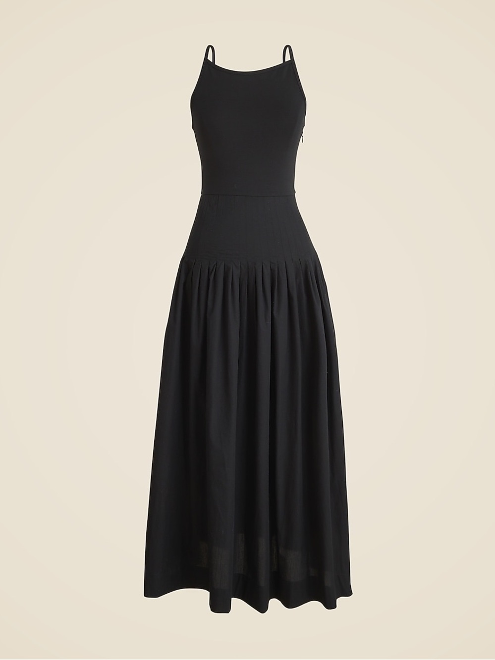 J.Crew || Pintuck Mixy Dress Cotton Poplin Drop Waist Midi Black XL NWT